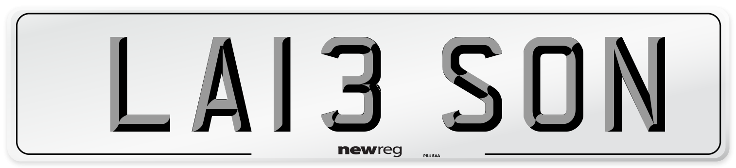 LA13 SON Number Plate from New Reg